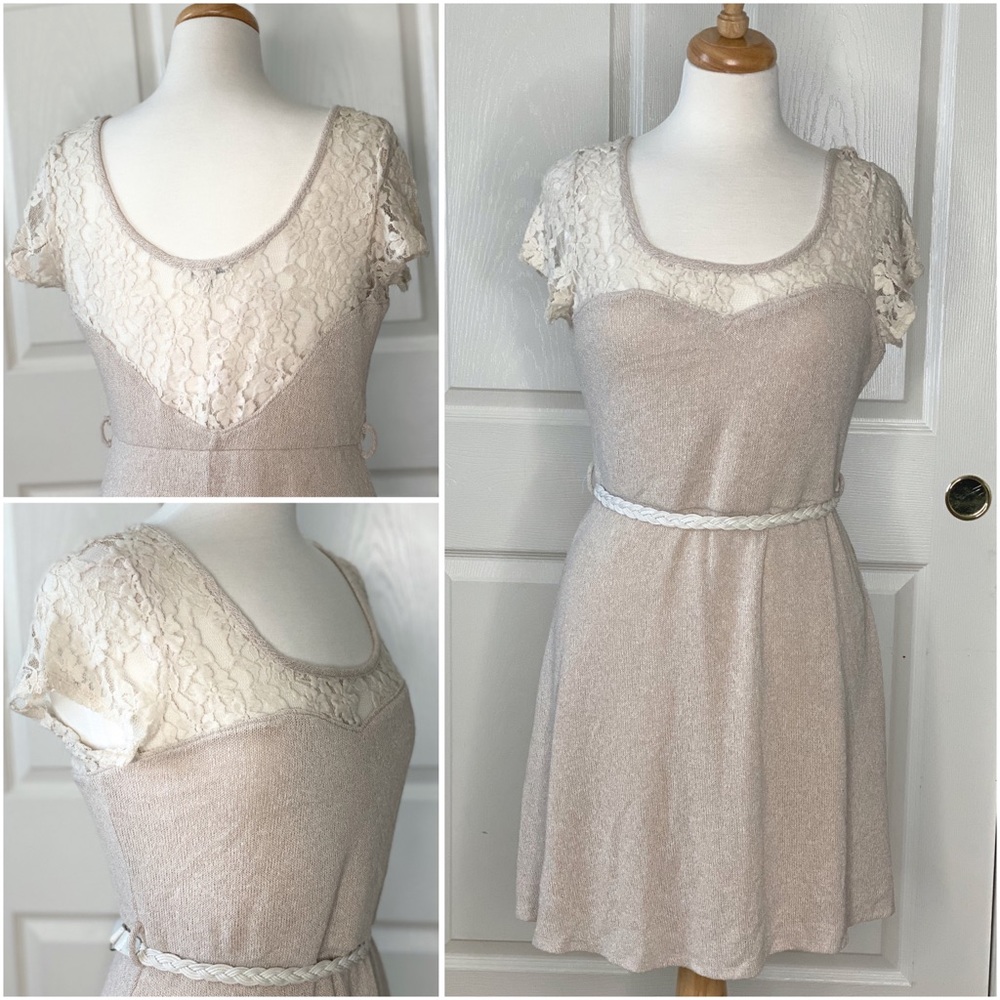 Wheat Color Lace Dress